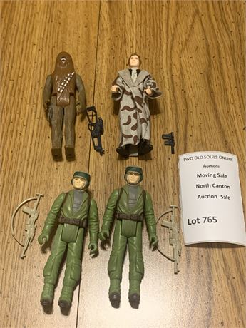 Lot of 4 Return of The Jedi Chewbacca, Han Solo & Rebel Commandos (4 W/Weapons)