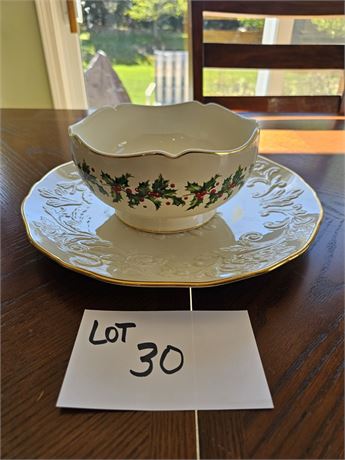Lenox Holly Bowl, Lenox Anniversary Plate