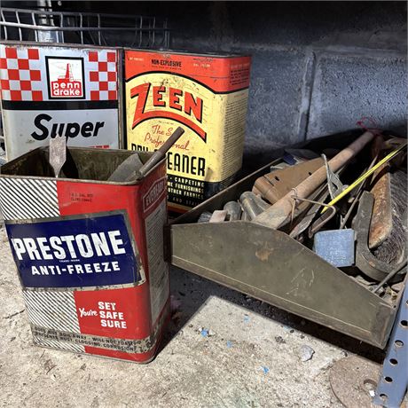 Penn Drake & Prestone Anti-Freeze Cans & Contents