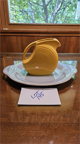 Fiesta Yellow Pitcher & Delphite Blue Knowls Platter