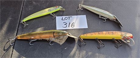 Vintage Large Fishing Lures-Magnum, Cisco Kid, Orange Tiger & More