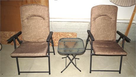 Folding Patio Chairs, Small Table