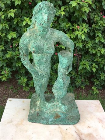 Aphrodite Anadyomene Ancient Roman/Hellenistic Copper Statue W/Green Patina