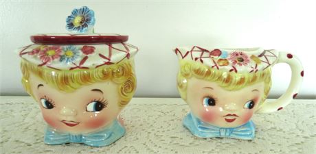 Vintage Lefton Miss Dainty Creamer/Sugar Bowl