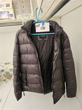 Men’s Guess Grey Puffer Coat with Hood