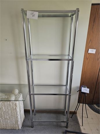 Vintage Chrome Metal & Glass Shelf