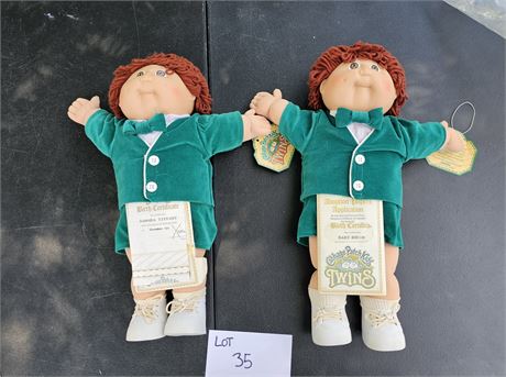 1984 Cabbage Patch Kids Twins Bart Biron & Damara Tiffany Original With Certs