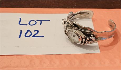 Sterling Thomas Jim Navajo Bracelet Watch, Clock Works Legacy Total Weight 1.20
