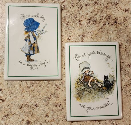 NOS 2-  Holly Hobbie Porcelain Plaques