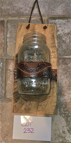 Raw Edge Wood Mount with Mason Jar