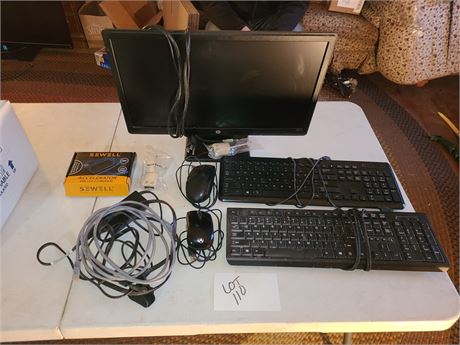 (2) Computer Keyboards/Mouse & HP 19" Monitor Model HPW2072a