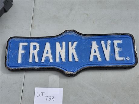 Vintage Metal "Frank Ave" Street Sign