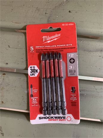 Milwaukee Shockwave Impact Duty Phillips Power Bits Set Of 5 NEW