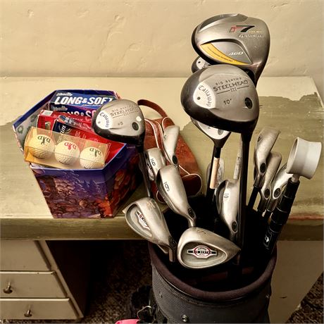 Golf Clubs and Large Golf Ball Bundle