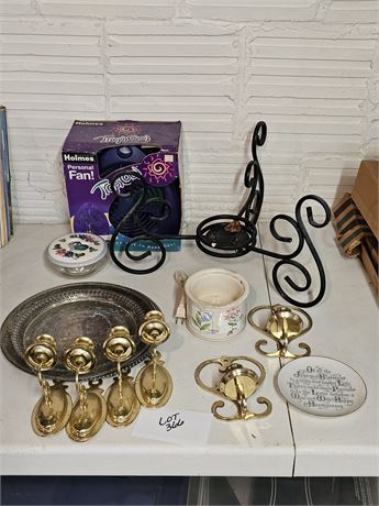 Brass Wall Candle Holders / Metal Trays / Personal Fan & More