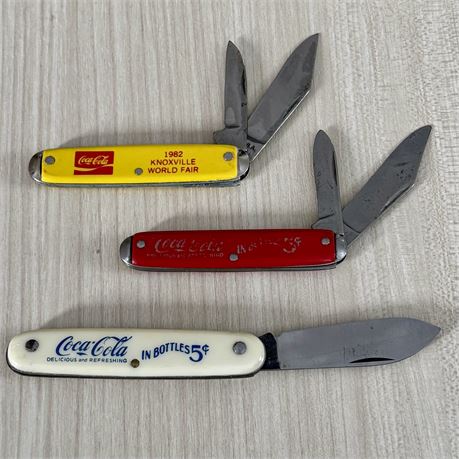 Vintage Coca-Cola Advertising Pocket Knives, Lot of 3