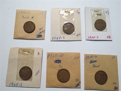 1924-S, 1925-S, 1925-D Pennies