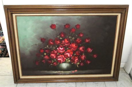 Framed Canvas Flower Painting