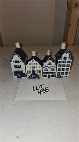 Royal Delft Blue Holland KLM Clay Alcohol Collector & Mini Bottles