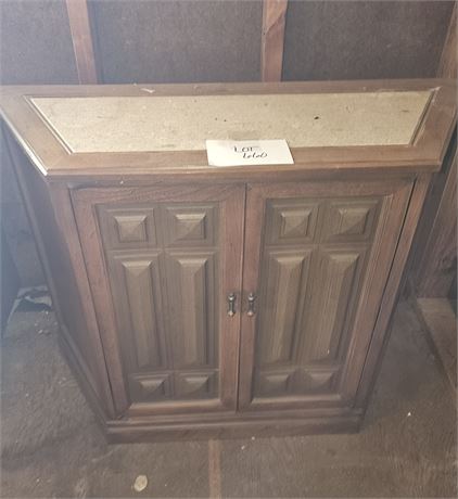 Wood Marble Top Storage Side Bar