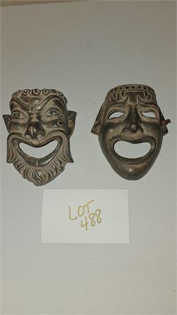 Clay Roman Style Theater Masks Wall Art