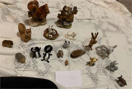 Woodland Animals Creatures Lot Skunk Squirrel Raccoon Hedgehogs Bunnies Mice