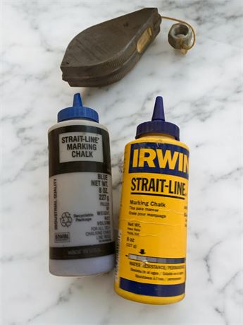 Irwin Straight Line Chalk Line Reel & Marking Chalk Lot