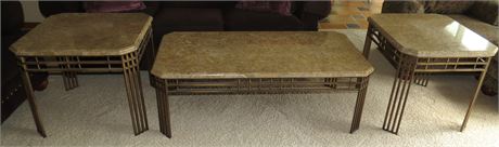 Marble Top Coffee Table, End Tables