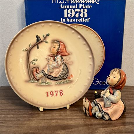 Hummel Goebel Happy Pastime Figurine TM5 & 1978 Annual Plate