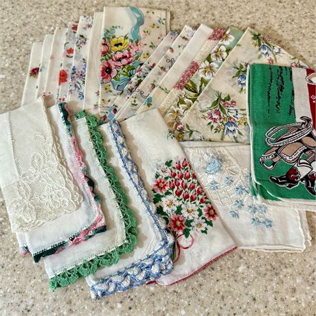 Terrific Bundle of Vintage Handkerchiefs