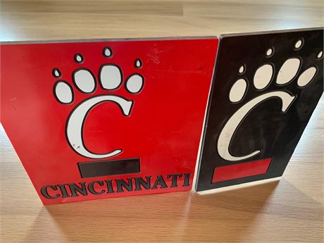 University of Cincinnati Bearcats Black, Red & White Logo Wood Wall Sign