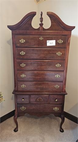 Mahogany Color Queen Anne Style Highboy Dresser