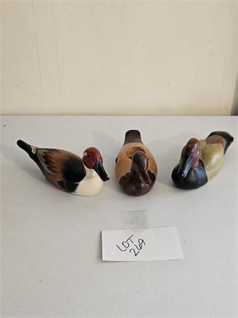 (3) Small Carved Wood Duck Decoys