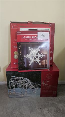 42" Animated Lighted Deer, Lighted Snowflakes & More