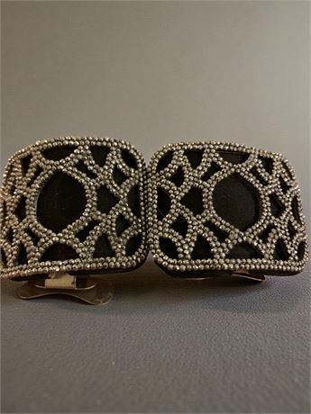 Skinners 1870 Gregorian-Era Cut Steel Black Shoe Buckles W/Rhinestones