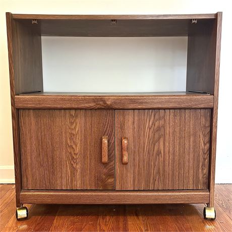 Vintage Rolling Wooden TV Stand