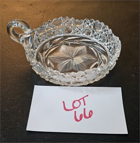 American Brilliant Cut Glass Nappy Handle Dish (T.B Clark & CO?)