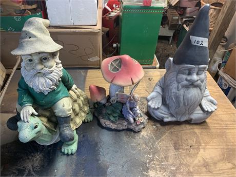 Garden Gnomes Lawn Statuary Decor Fairy And Mushroom Zen Gnome Gnome On Turtle