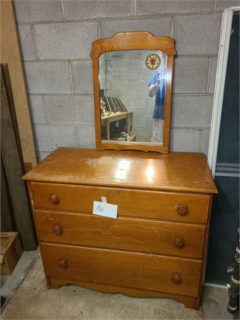 Wood Dresser & Mirror