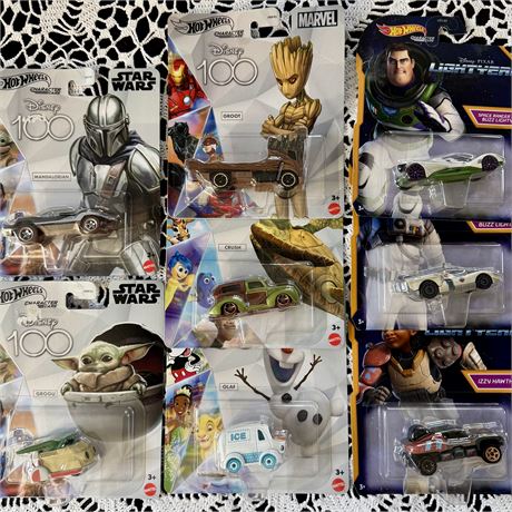 Lot of Hot Wheels Disney 100 and Pixar Lightyear Cars