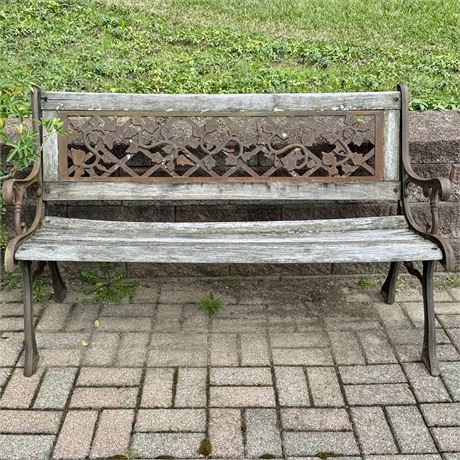 Wood and Cast Iron Garden Bench