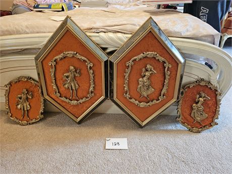 Vintage MCM Wall Art - Orange Velvet