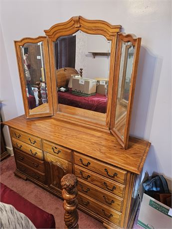 Solid Wood Jamestown Sterling Dresser & Mirror - 2 Pieces