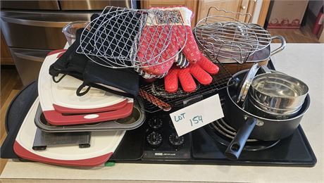 Mixed Cookware Copper Chef, Baking Pans, Gloves & More