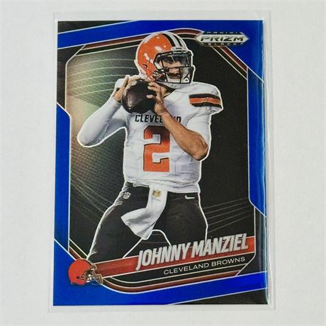 Johnny Manziel - 2025 Panini Prizm Black - Blue Prizm 029/199 Football Card