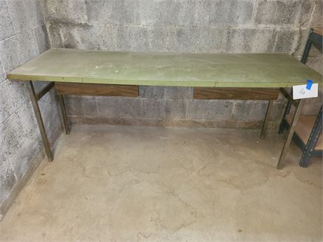 Vintage Table - Formica Top with Metal Legs & Drawers