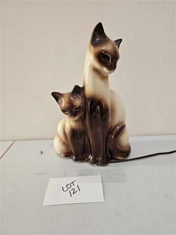 Vintage Ceramic Cat TV Lamp