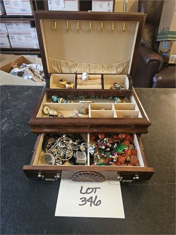 Jewelry Box With Mixed Costume Jewelry- Contents Vary