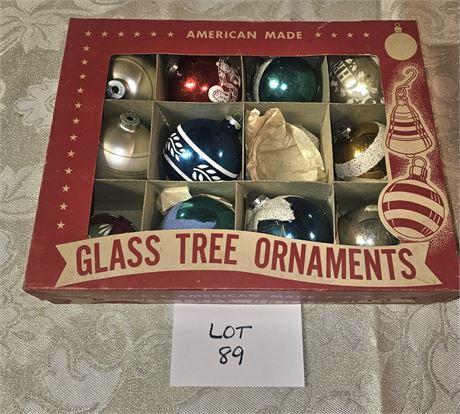 MCM Vintage Christmas Ornaments- Paper Novelty Glass Corp, Mica Glitter, Stencil