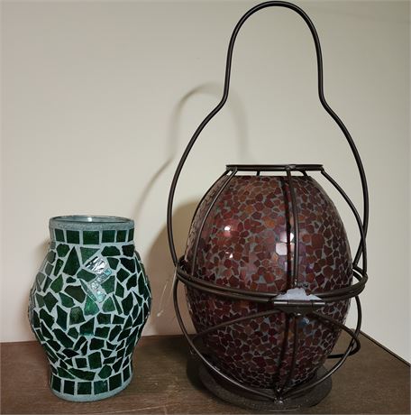 Unique Mosaic Candle Holder & Candle Lantern